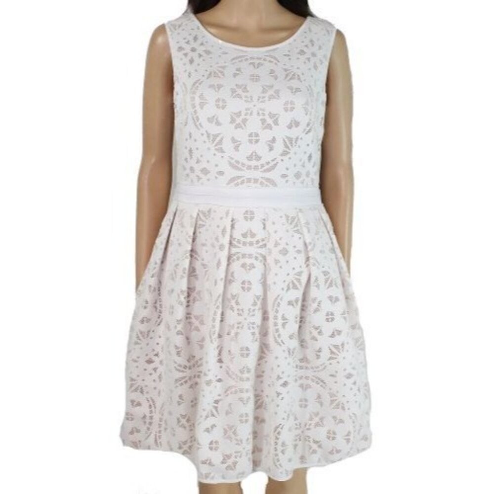 XSCAPE Womens White Lined Sleeveless Above The Knee Party‎ Fit + Flare Dress 10 - Picture 2 of 2